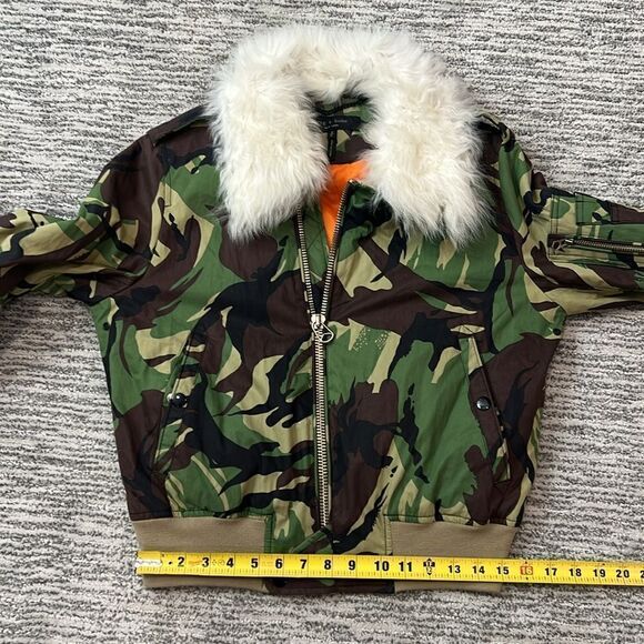 New Rag & Bone Camo Flight Jacket Bomber Shearling Collar Removable Size Small - Picture 10 of 16